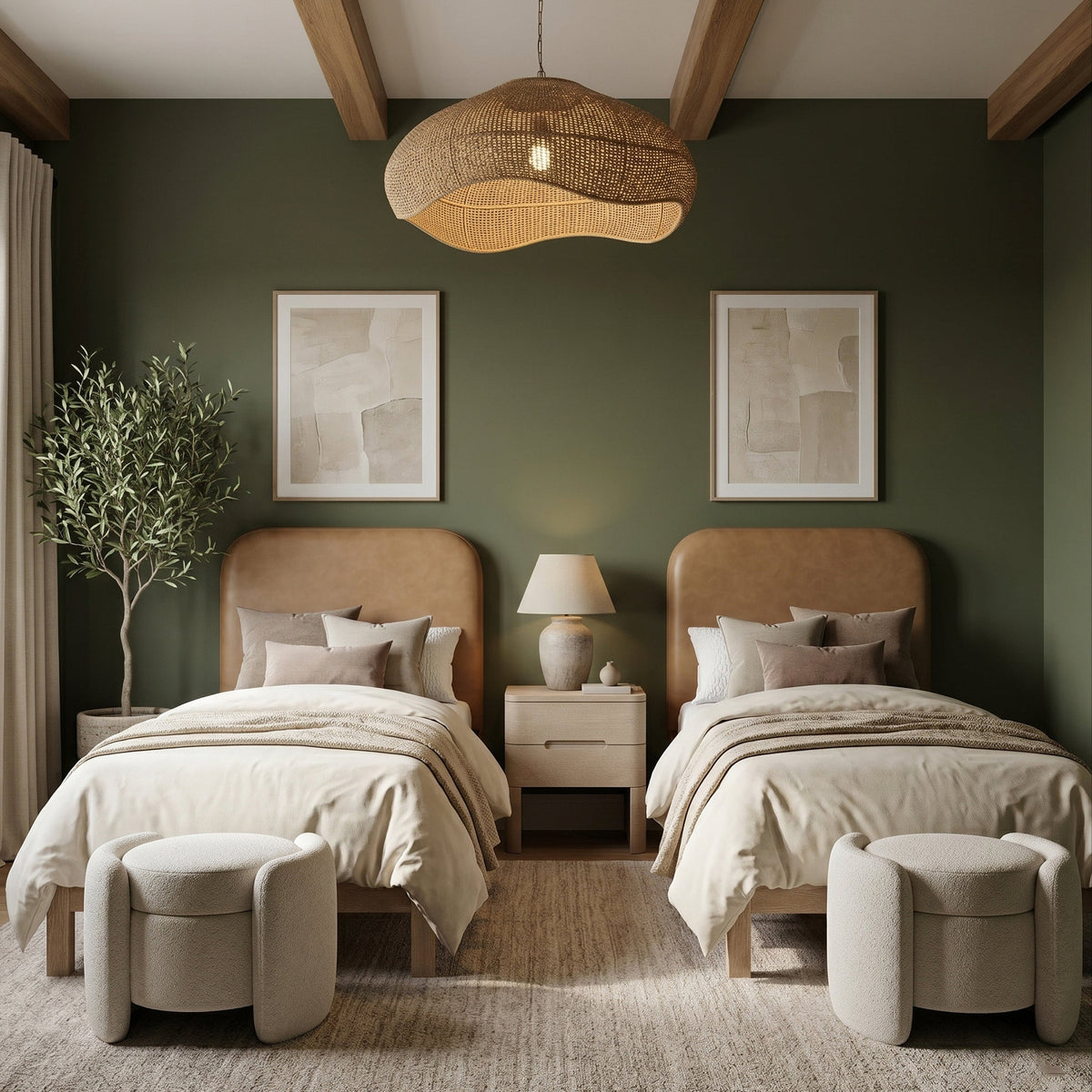 Caswell Natural Vegan Leather Upholstered Bed