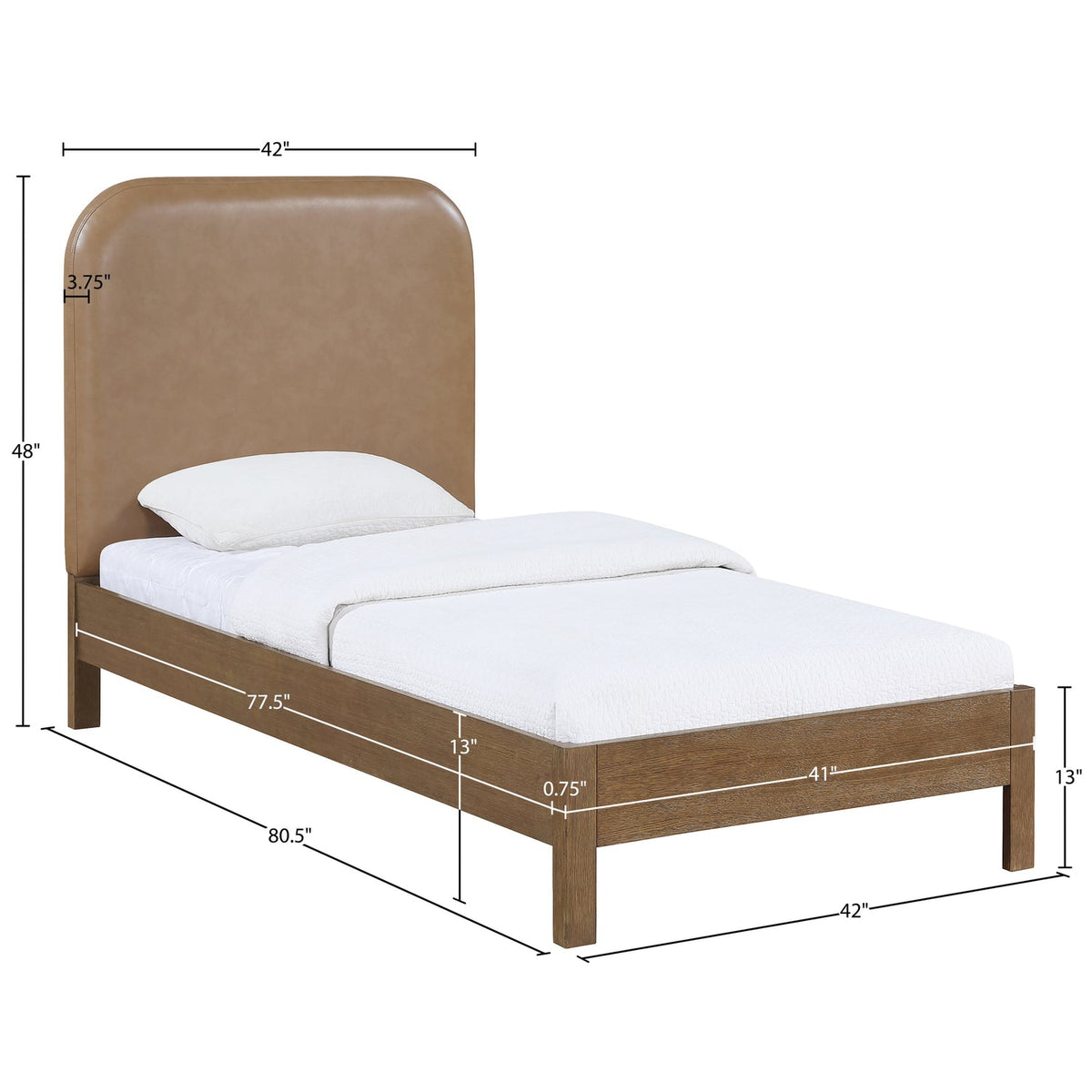 Caswell Brown Vegan Leather Upholstered Bed