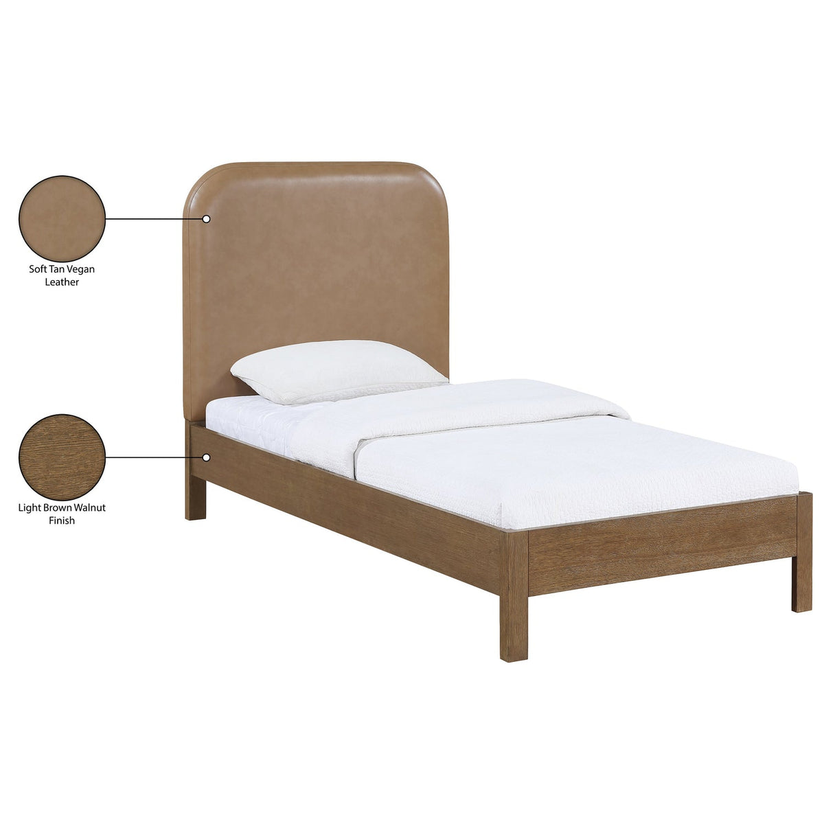 Caswell Brown Vegan Leather Upholstered Bed
