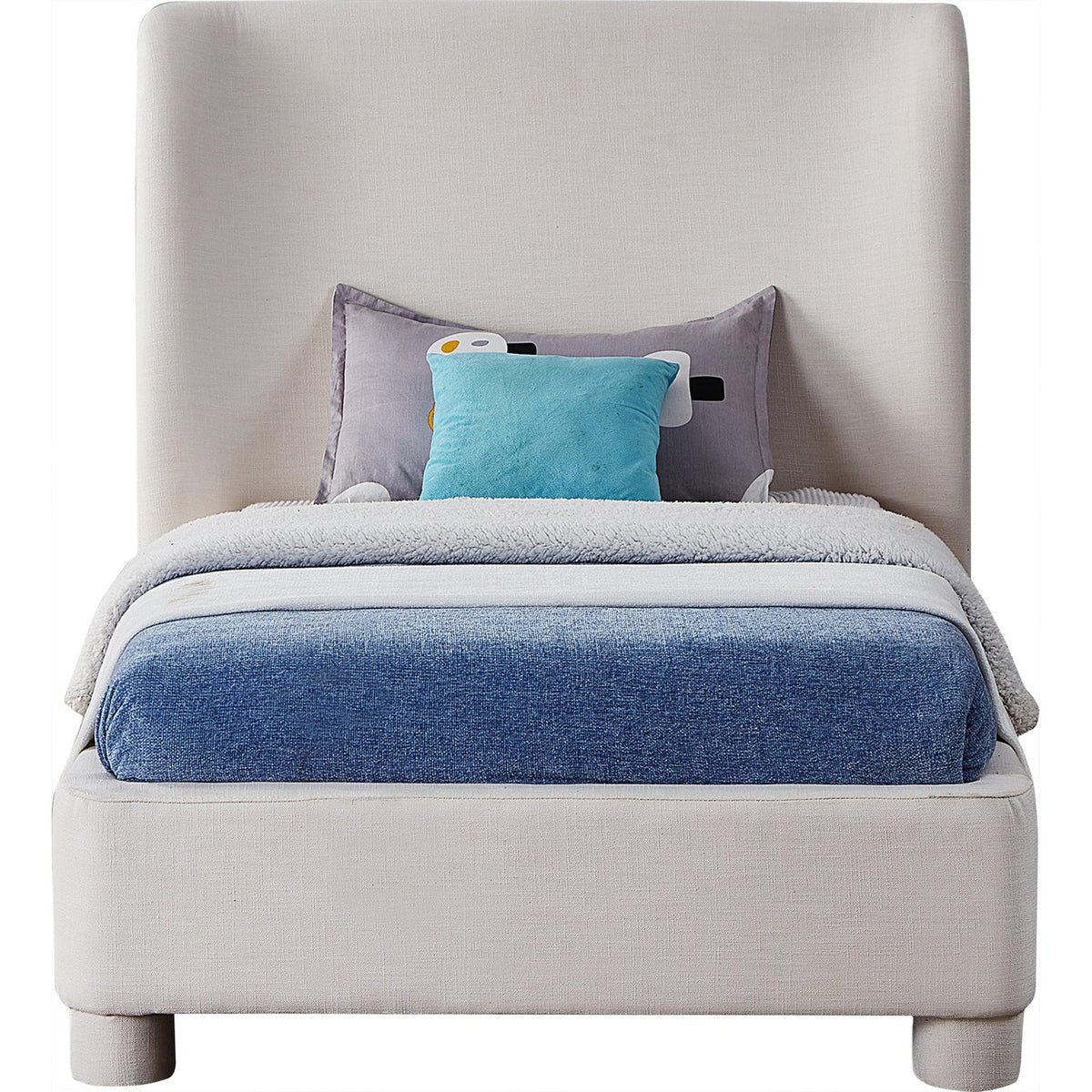 Penny Cream Linen Textured Fabric Upholstered Bed