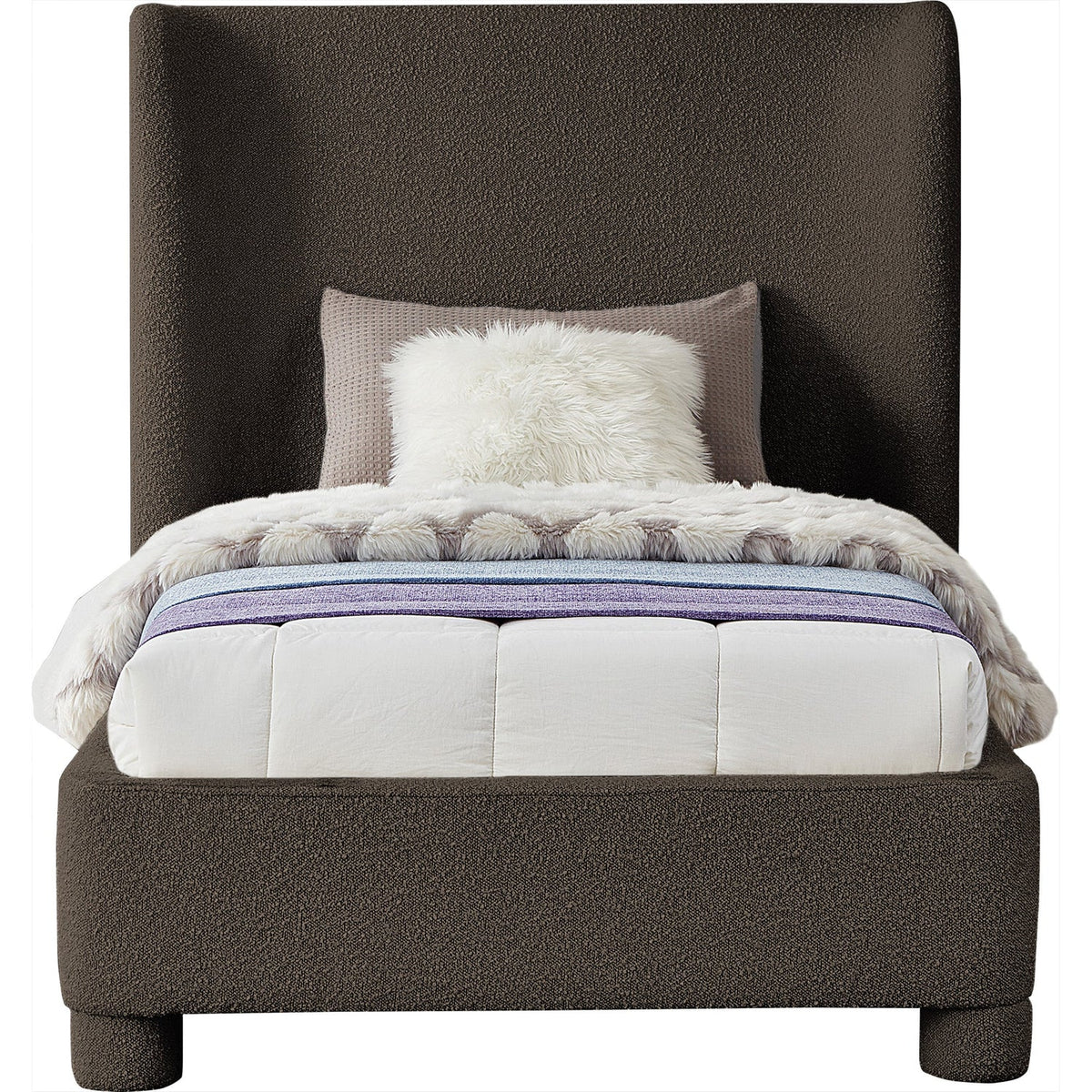 Penny Brown Boucle Fabric Upholstered Bed