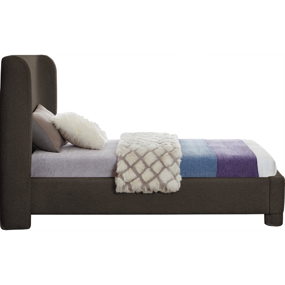 Penny Brown Boucle Fabric Upholstered Bed