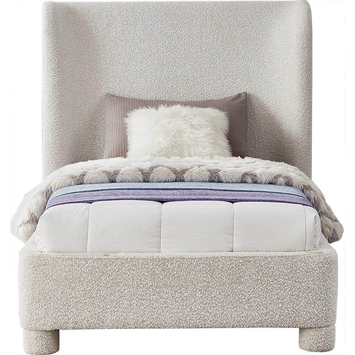 Penny Cream Boucle Fabric Upholstered Bed