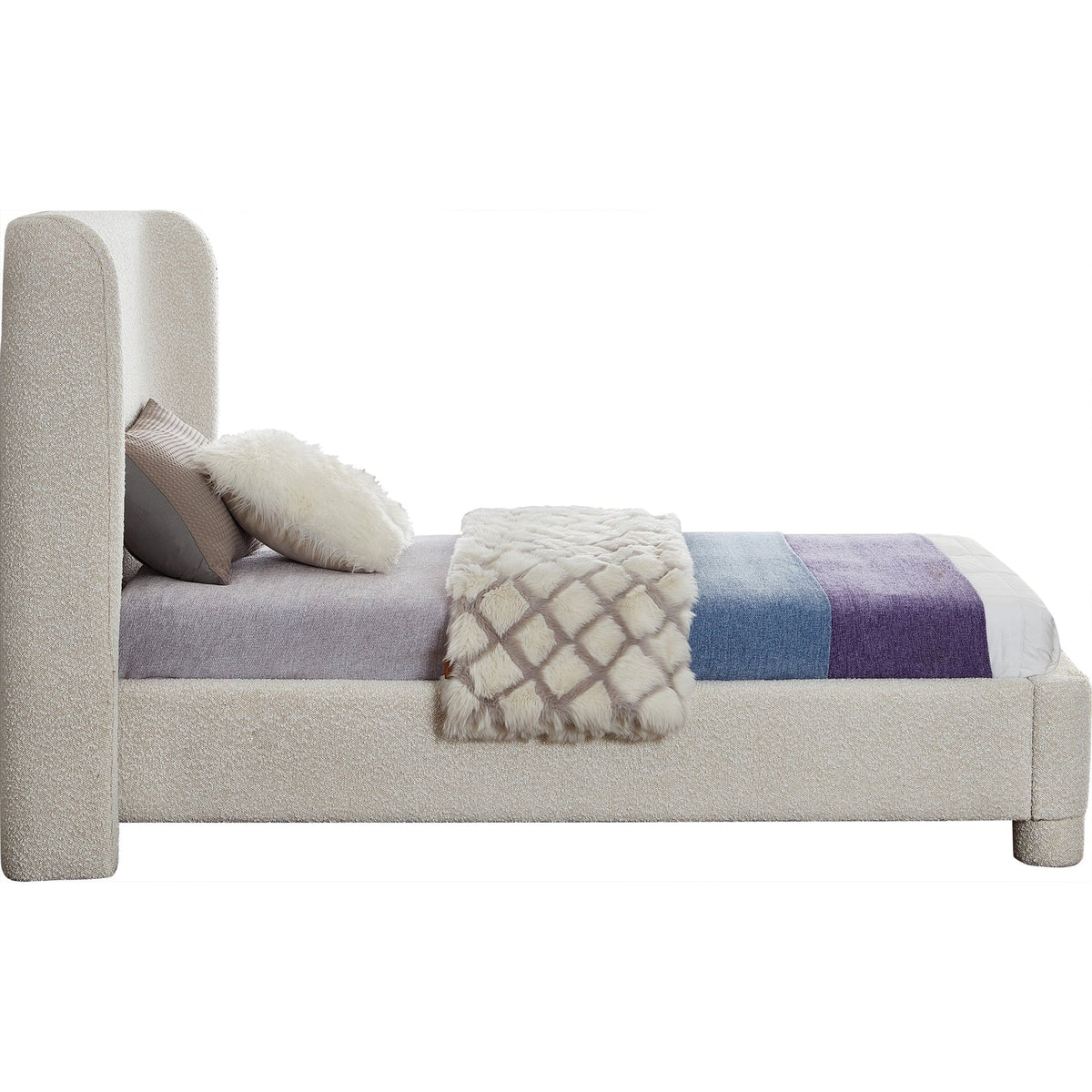 Penny Cream Boucle Fabric Upholstered Bed