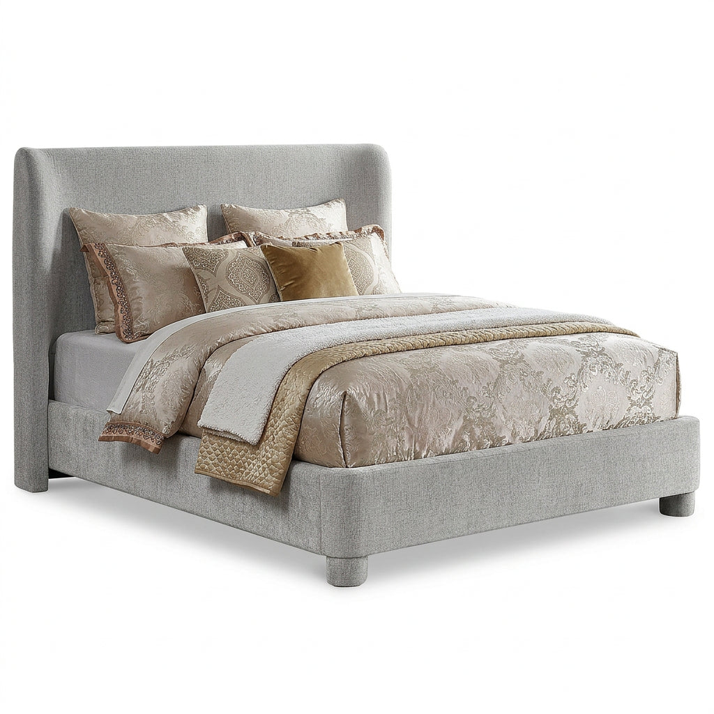Penny Grey Chenille Fabric Upholstered Bed