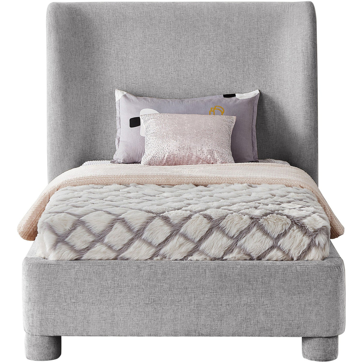 Penny Grey Chenille Fabric Upholstered Bed