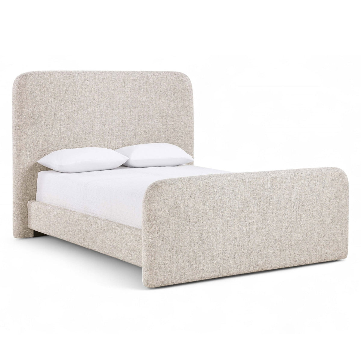 Fira Beige Linen Textured Fabric Upholstered Bed