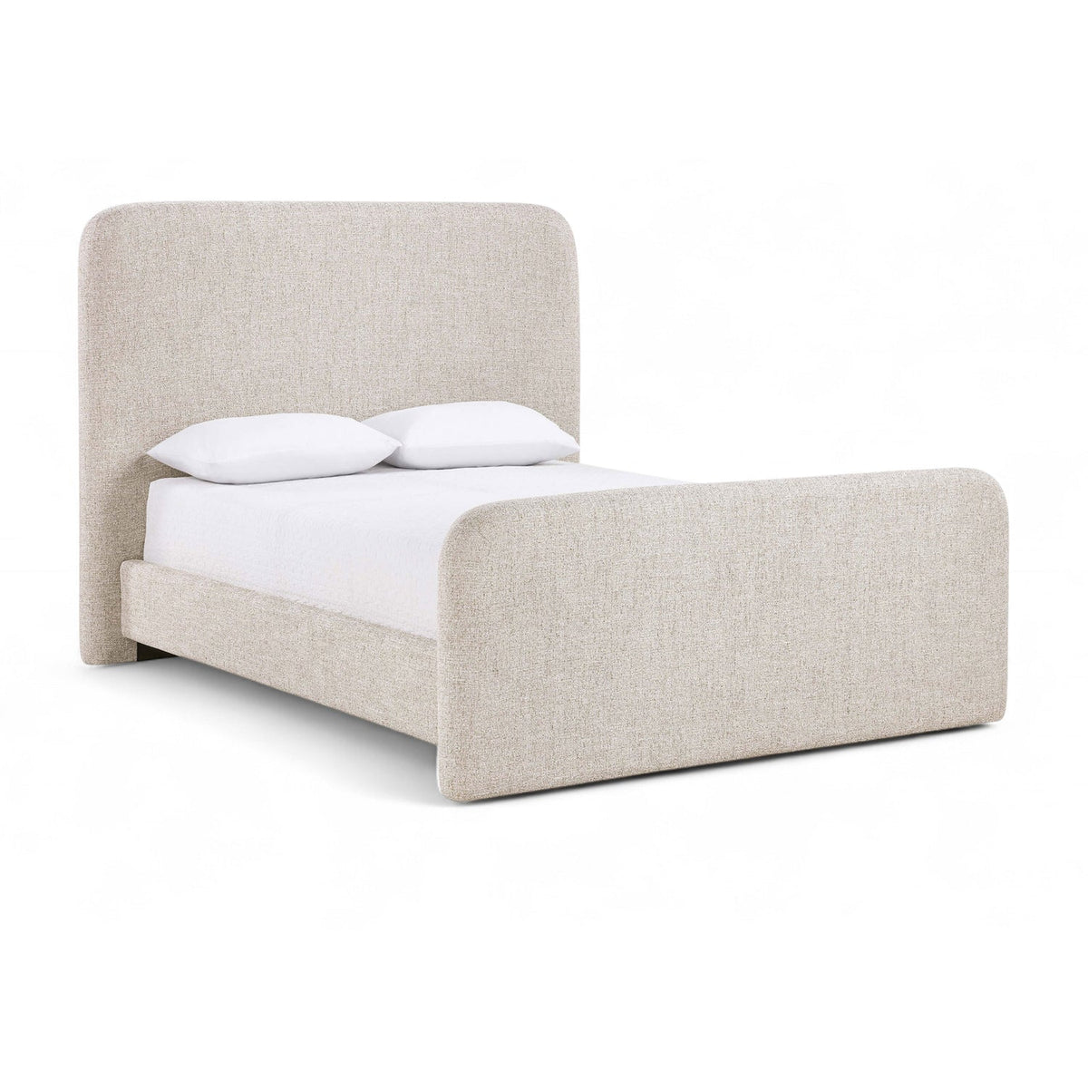 Fira Beige Linen Textured Fabric Upholstered Bed