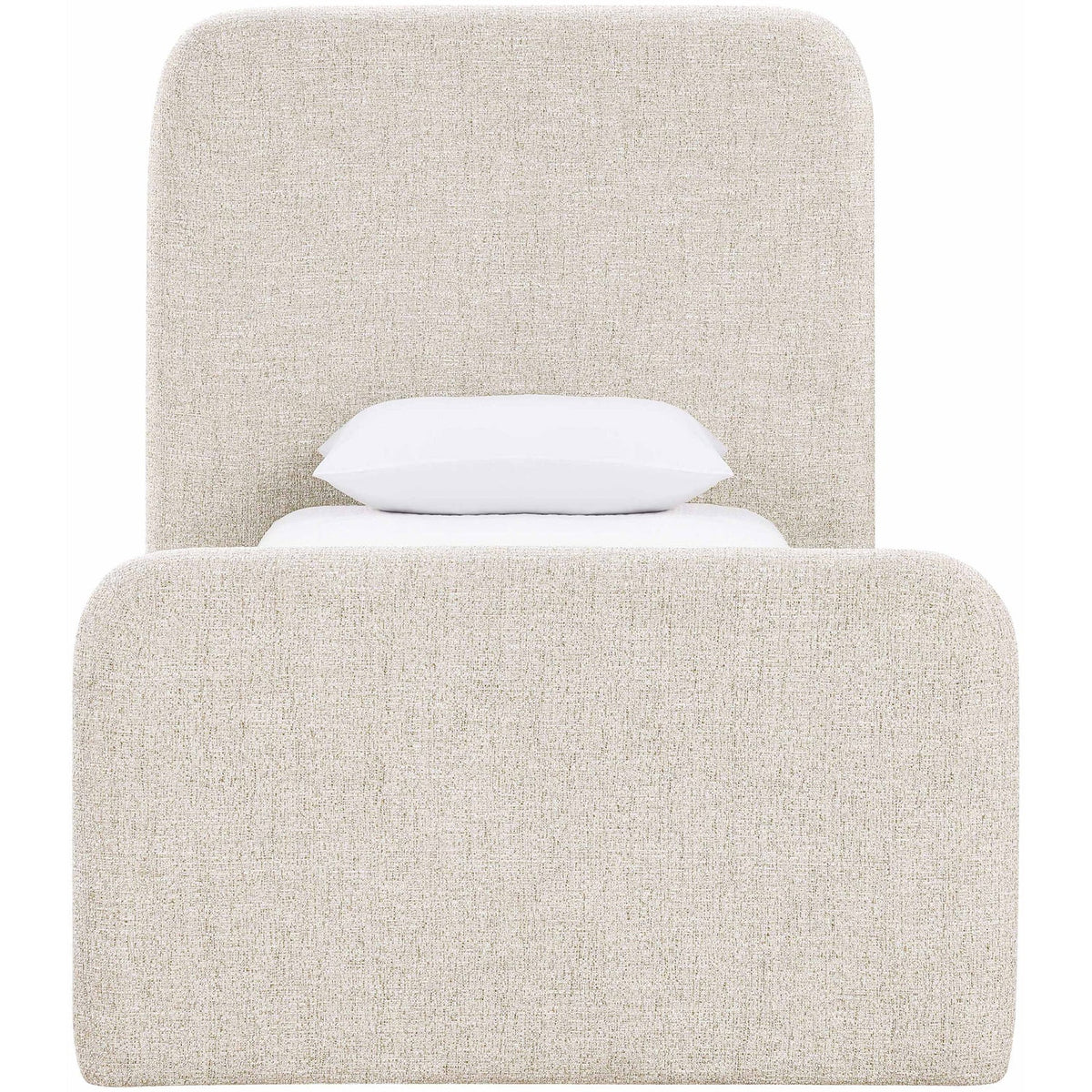 Fira Beige Linen Textured Fabric Upholstered Bed