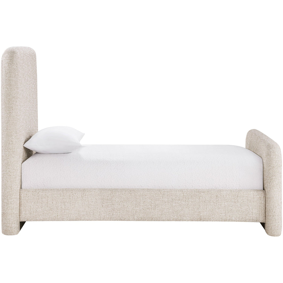 Fira Beige Linen Textured Fabric Upholstered Bed
