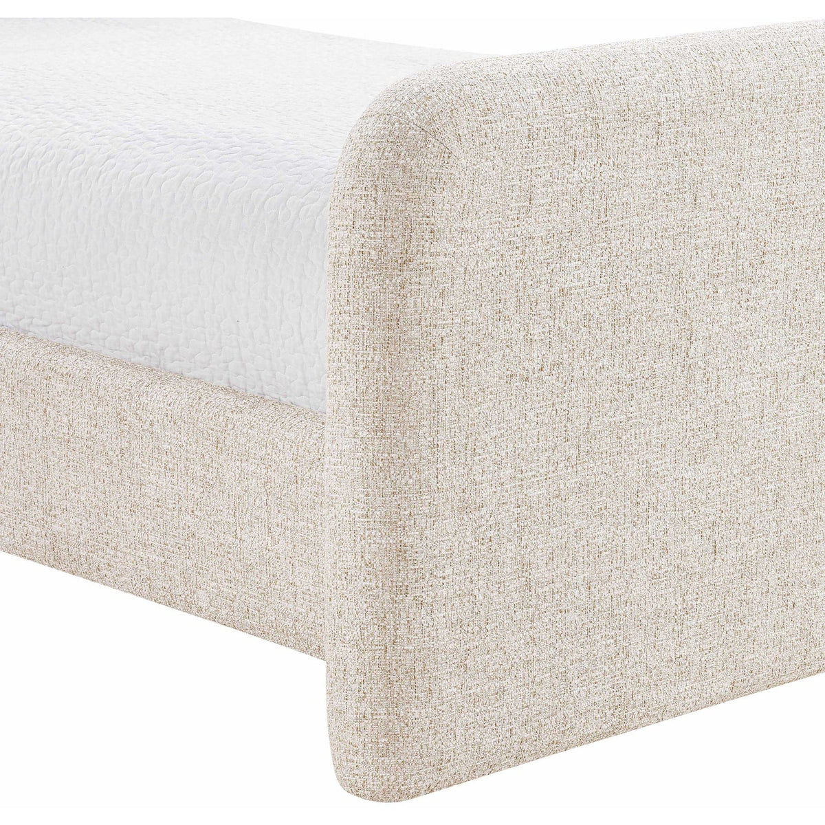 Fira Beige Linen Textured Fabric Upholstered Bed