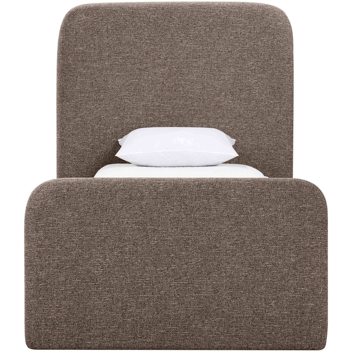 Fira Brown Linen Textured Fabric Upholstered Bed
