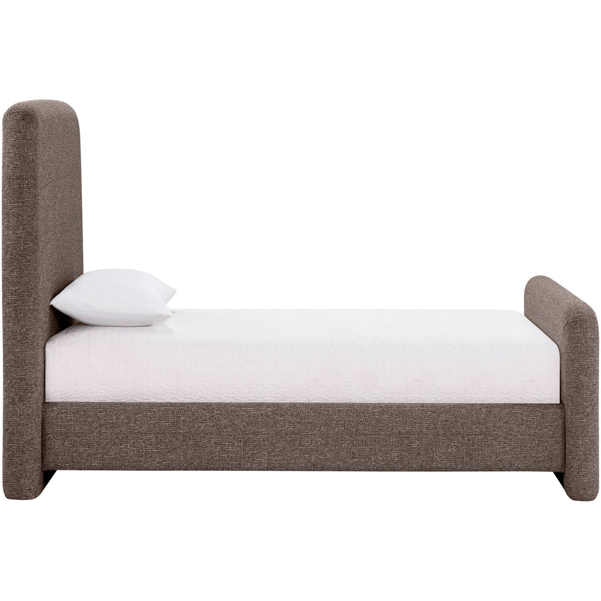 Fira Brown Linen Textured Fabric Upholstered Bed
