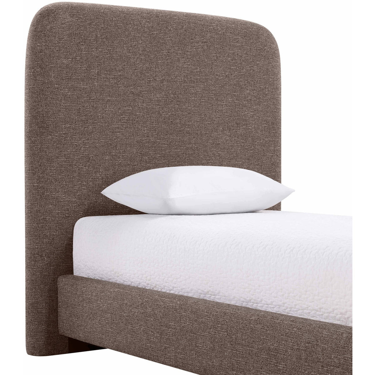 Fira Brown Linen Textured Fabric Upholstered Bed