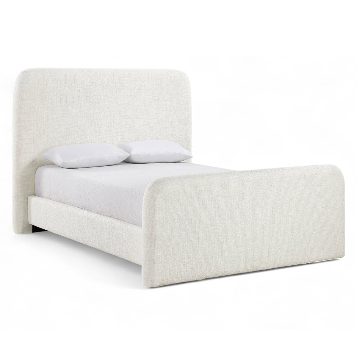 Fira Cream Linen Textured Fabric Upholstered Bed