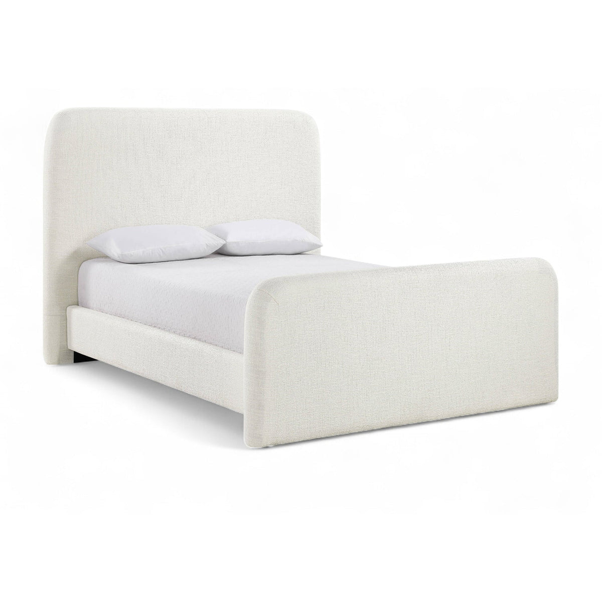 Fira Cream Linen Textured Fabric Upholstered Bed
