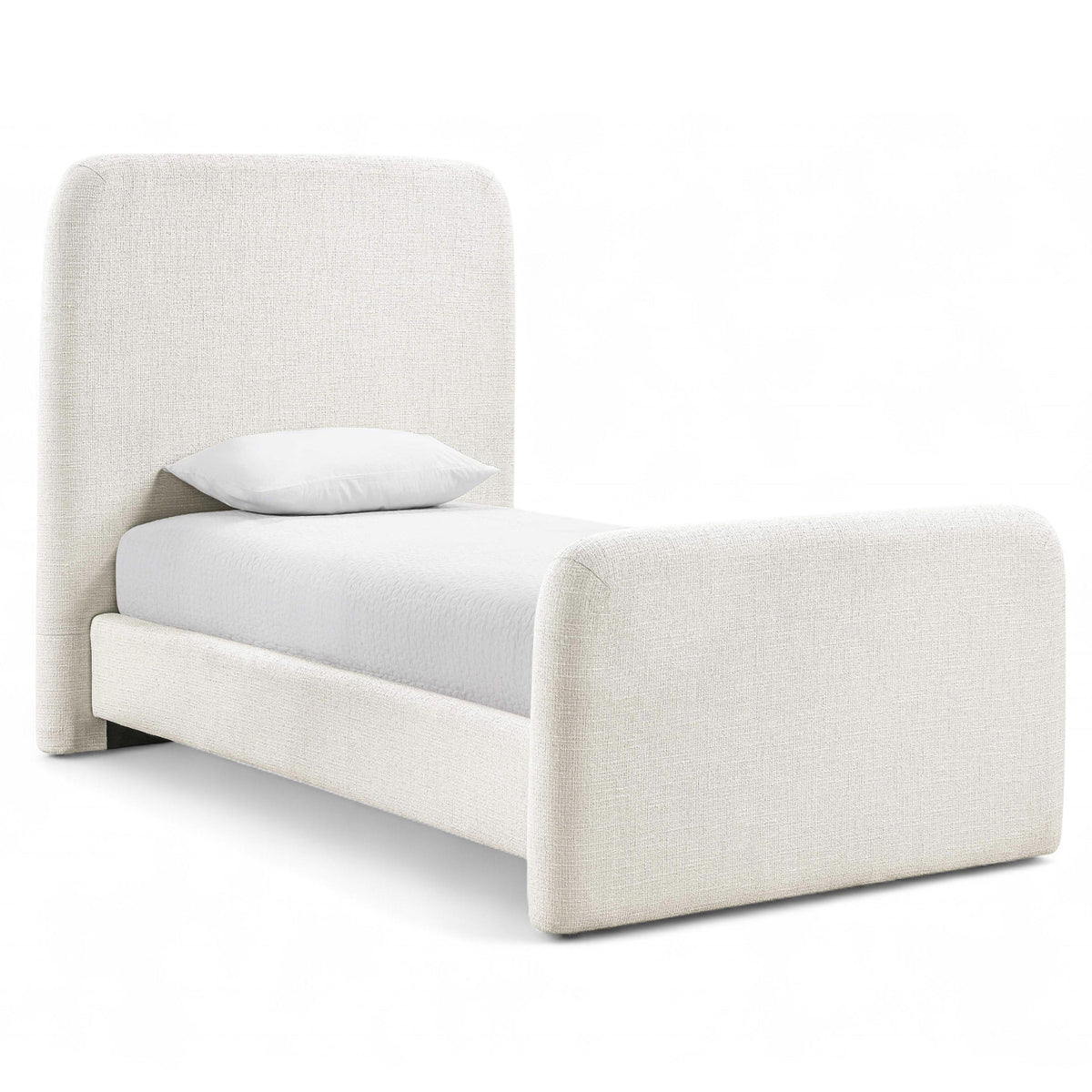 Fira Cream Linen Textured Fabric Upholstered Bed in cream linen-textured fabric, primary product view