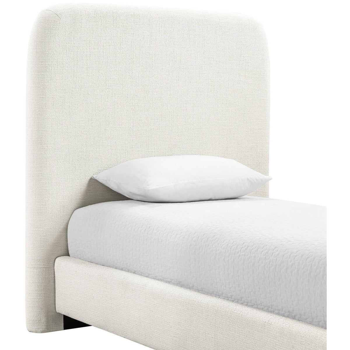 Fira Cream Linen Textured Fabric Upholstered Bed
