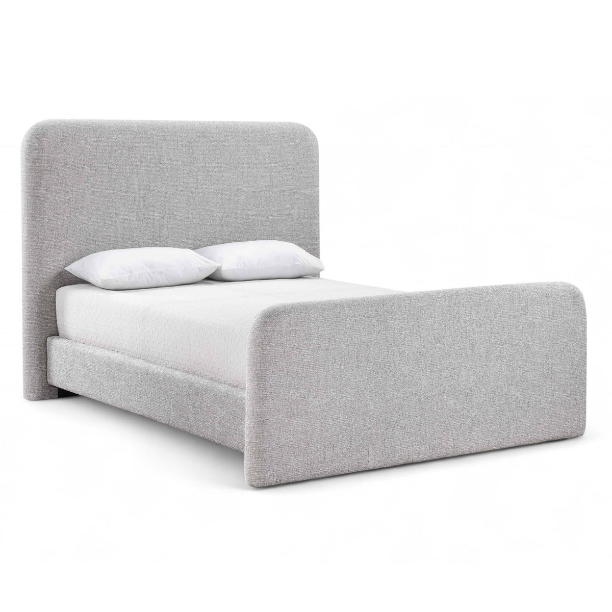 Fira Grey Linen Textured Fabric Upholstered Bed