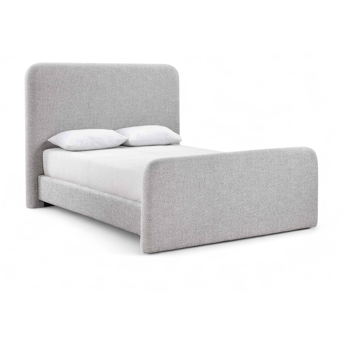 Fira Grey Linen Textured Fabric Upholstered Bed