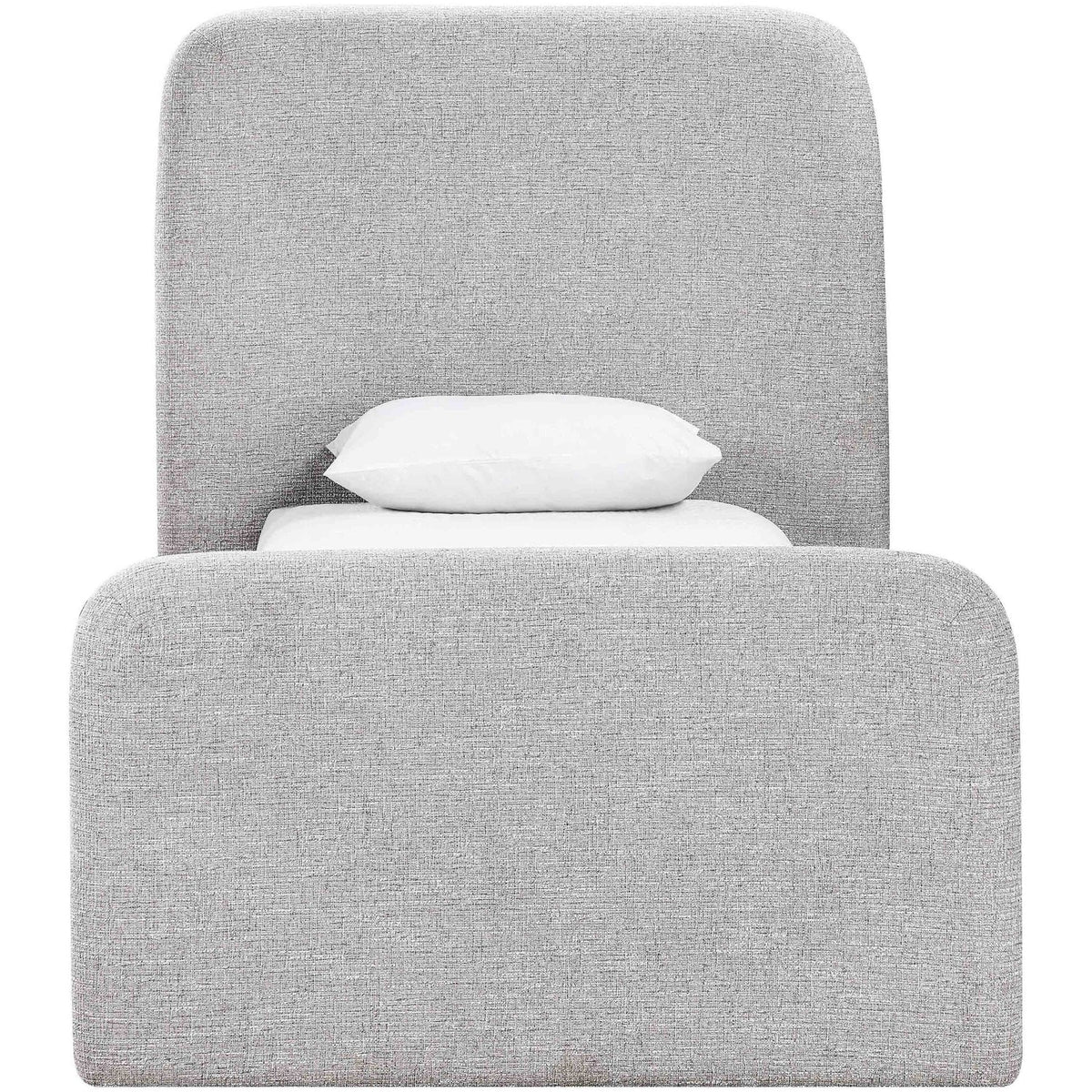 Fira Grey Linen Textured Fabric Upholstered Bed