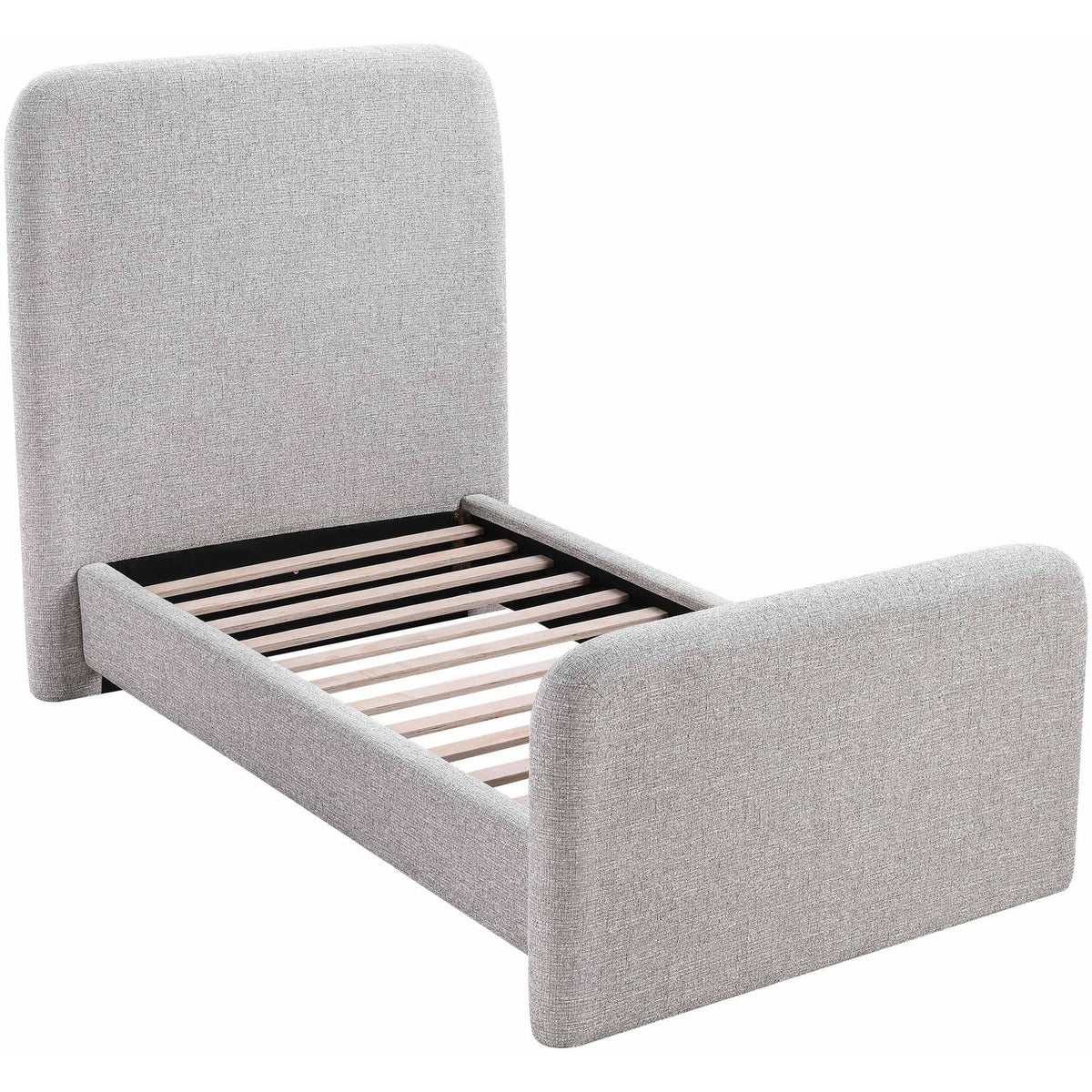 Fira Grey Linen Textured Fabric Upholstered Bed