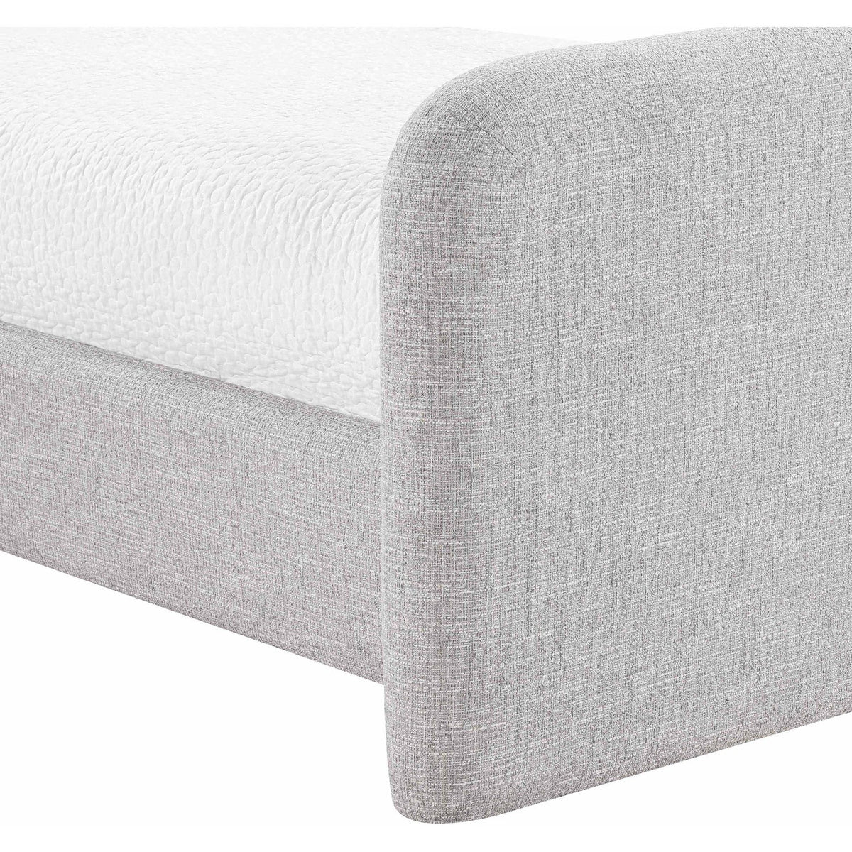 Fira Grey Linen Textured Fabric Upholstered Bed