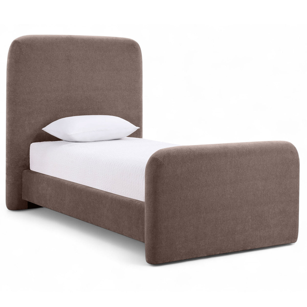Fira Brown Chenille Fabric Upholstered Bed in brown chenille, primary product view