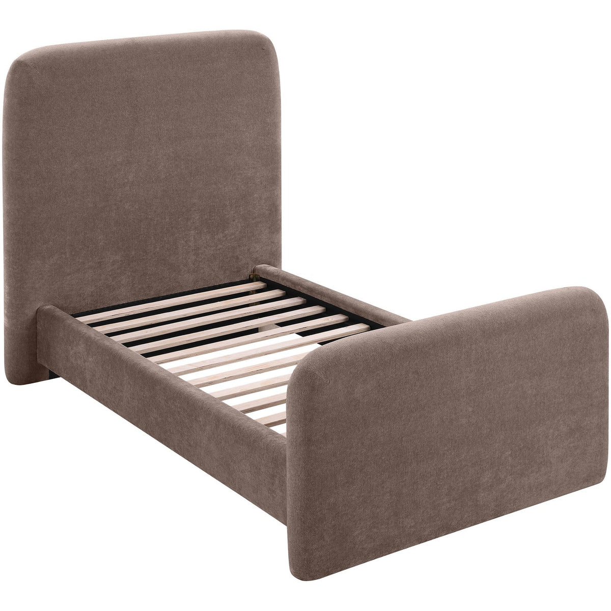 Fira Brown Chenille Fabric Upholstered Bed
