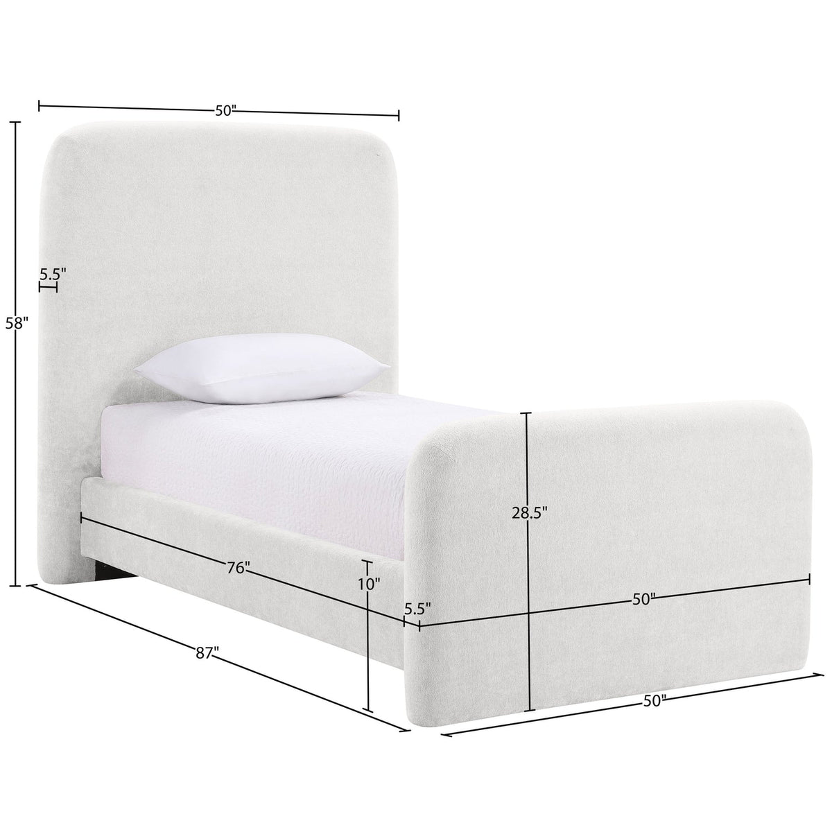 Fira Cream Chenille Fabric Upholstered Bed
