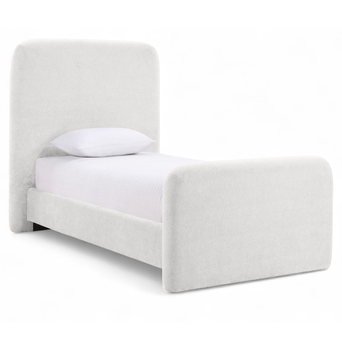 Fira Cream Chenille Fabric Upholstered Bed in cream chenille, primary product view