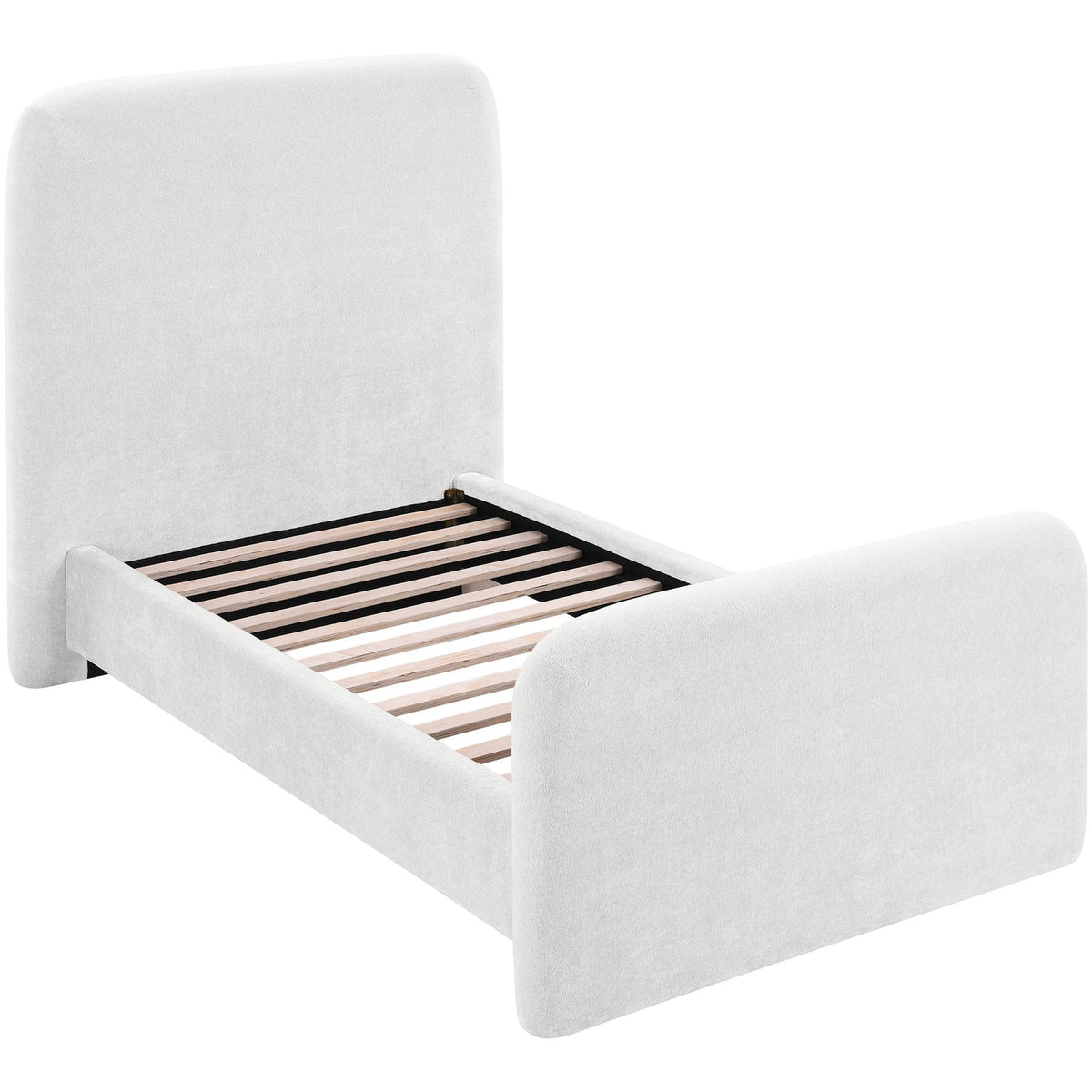 Fira Cream Chenille Fabric Upholstered Bed