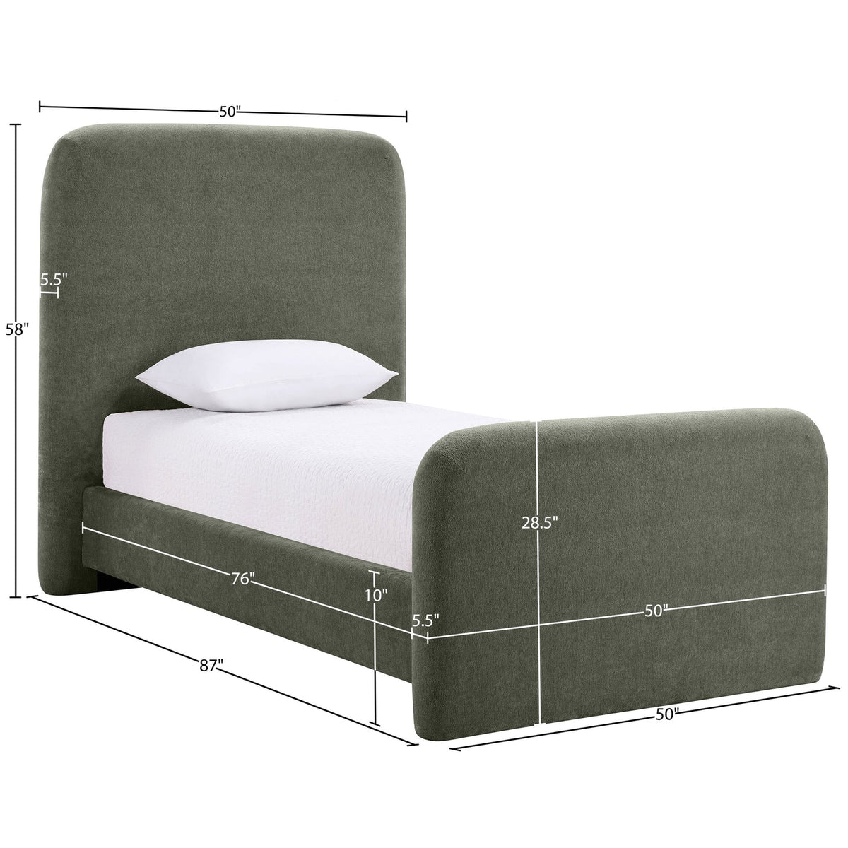 Fira Green Chenille Fabric Upholstered Bed