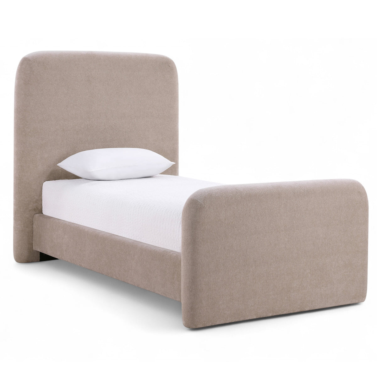 Fira Taupe Chenille Fabric Upholstered Bed in taupe chenille, primary product view