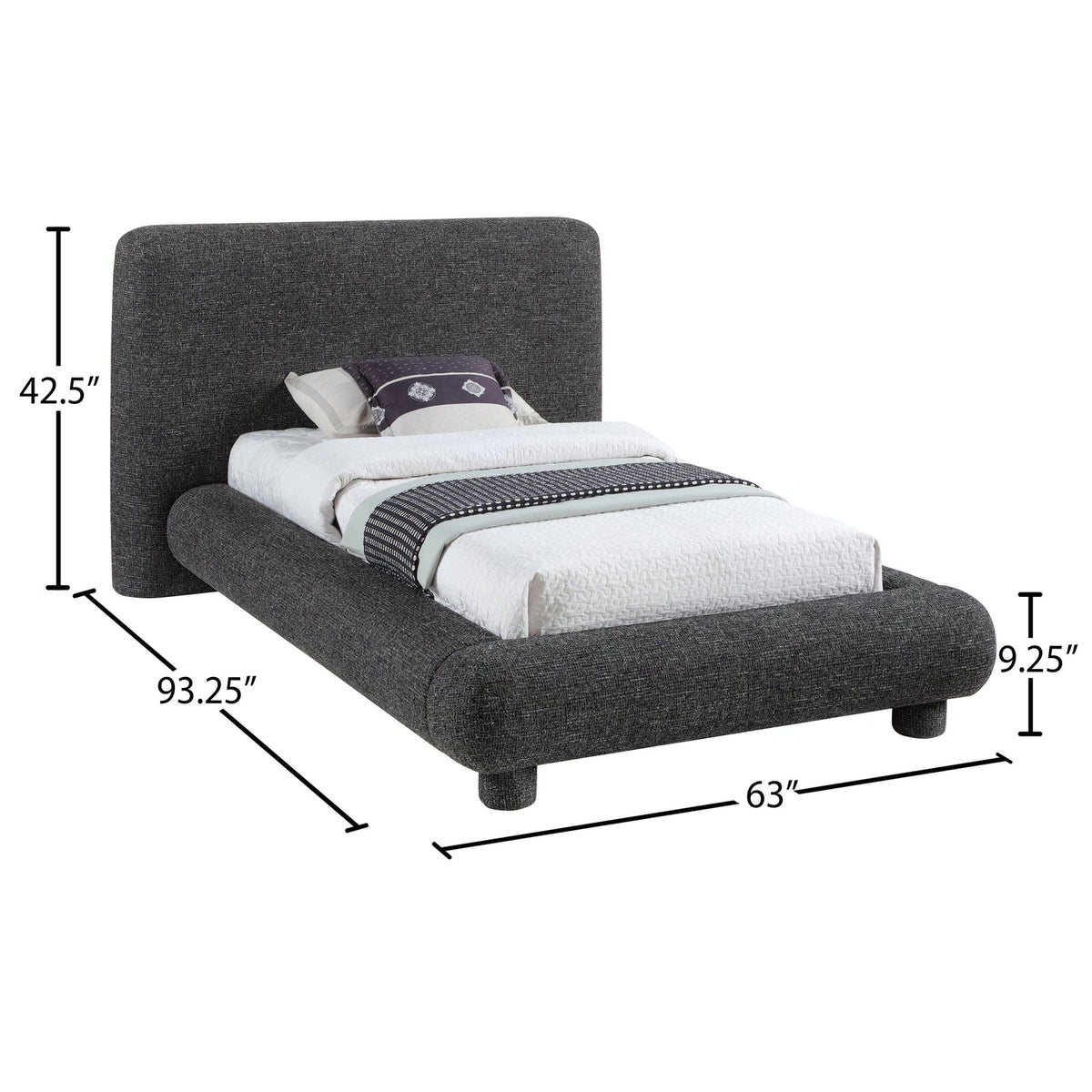 Blair Black Fabric Upholstered Bed
