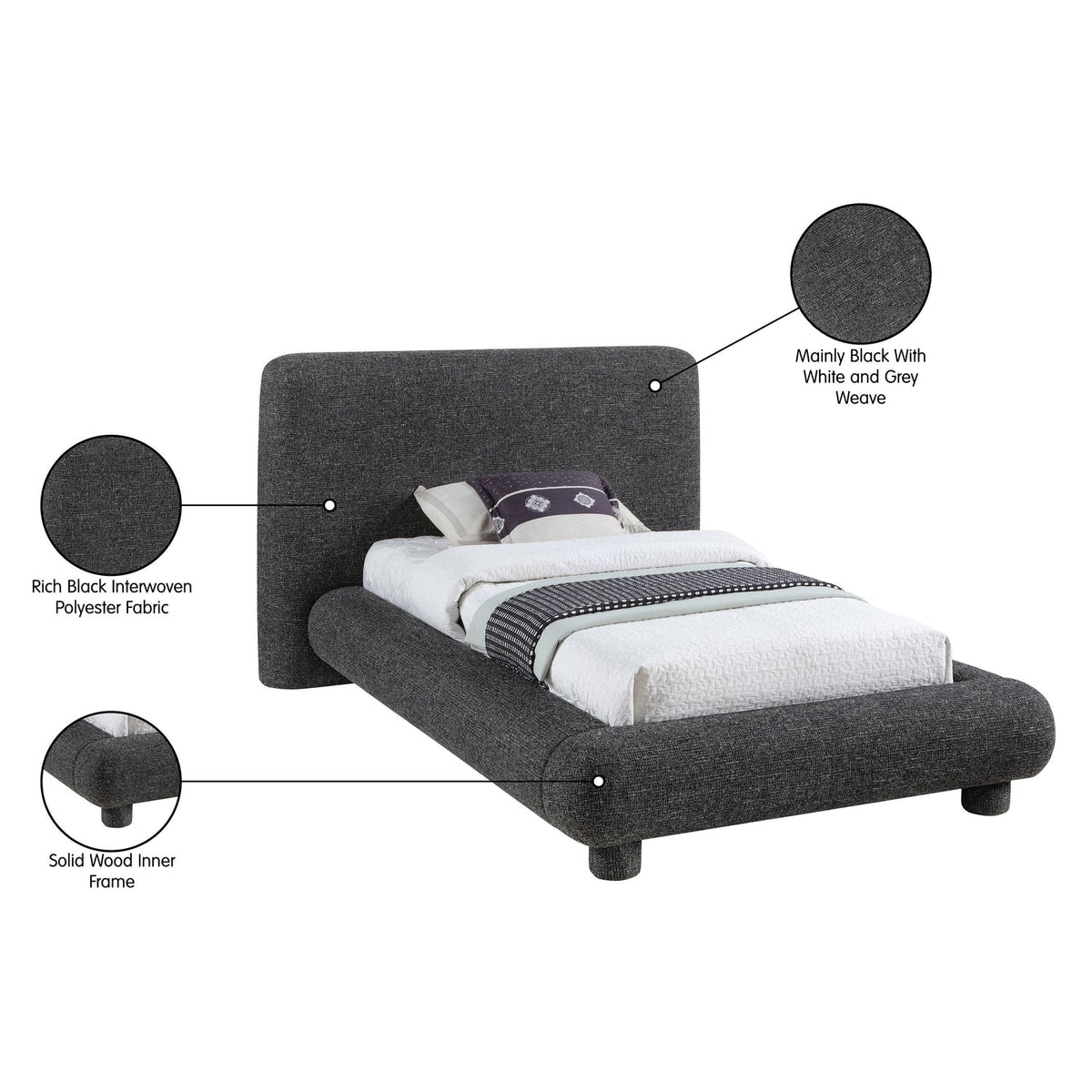 Blair Black Fabric Upholstered Bed