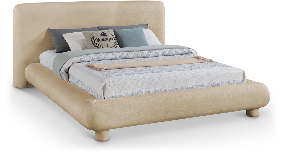 Blair Beige Chenille Fabric Upholstered Bed