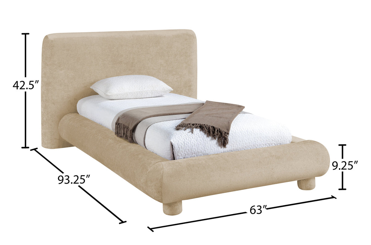 Blair Beige Chenille Fabric Upholstered Bed
