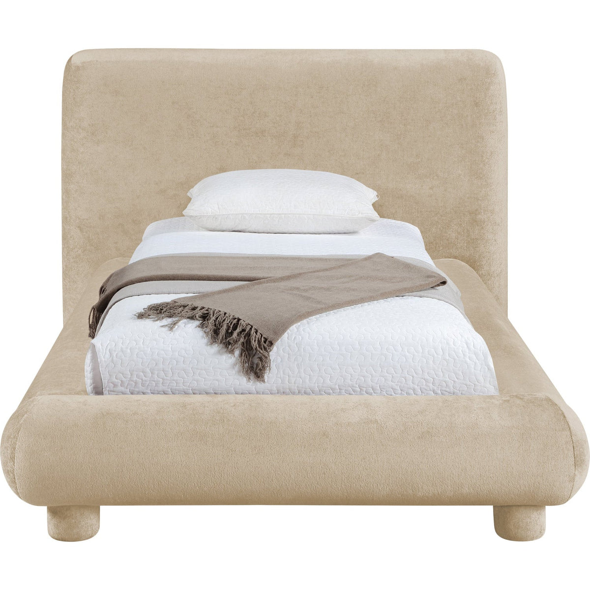 Blair Beige Chenille Fabric Upholstered Bed