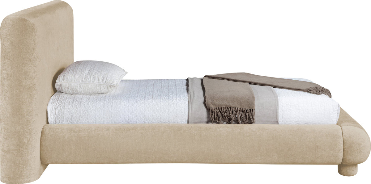 Blair Beige Chenille Fabric Upholstered Bed