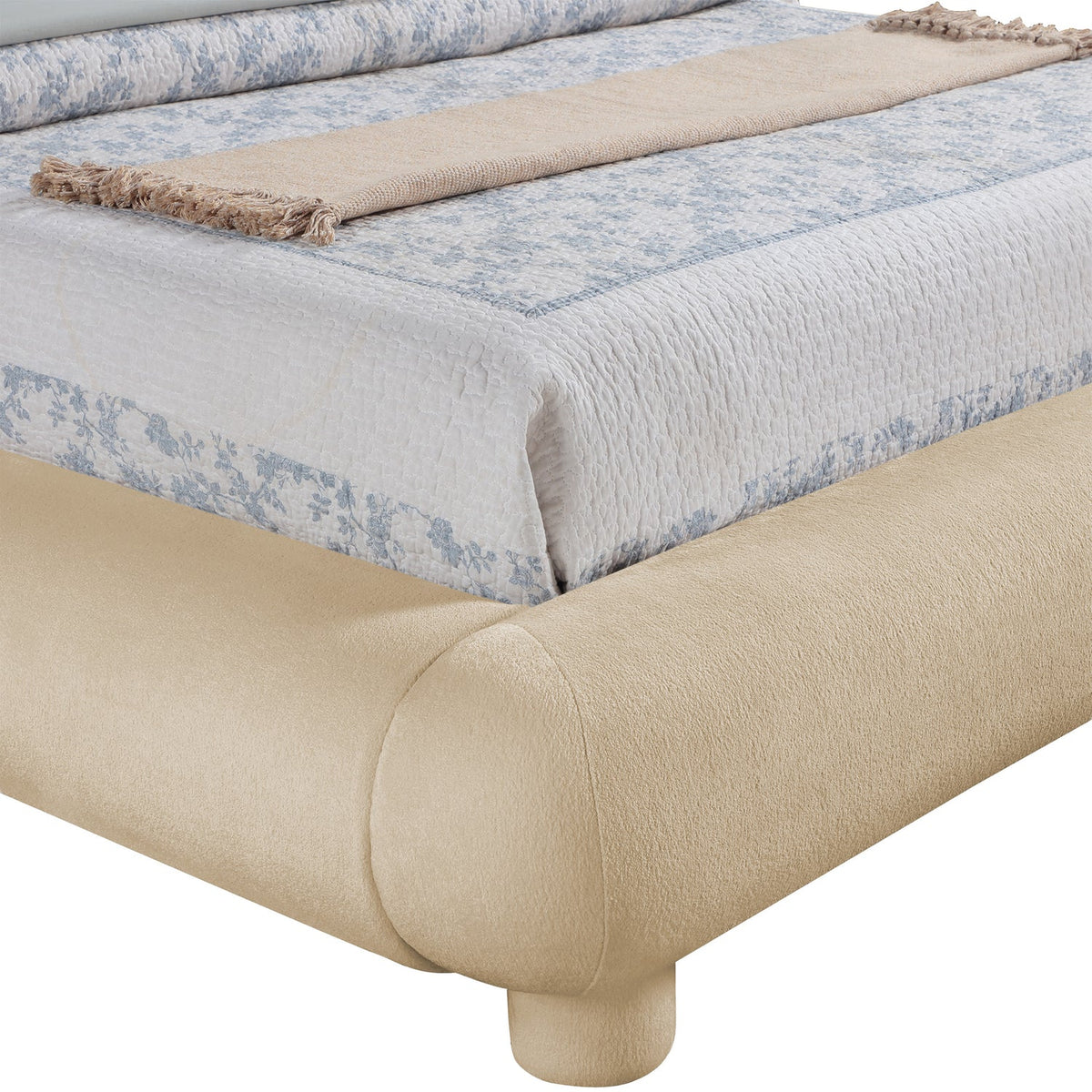 Blair Beige Chenille Fabric Upholstered Bed