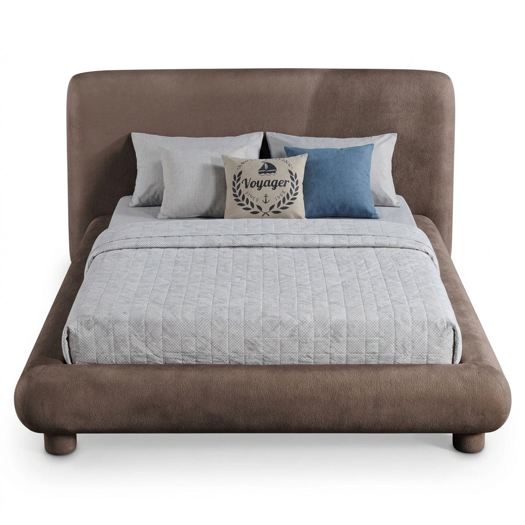 Blair Brown Chenille Fabric Upholstered Bed