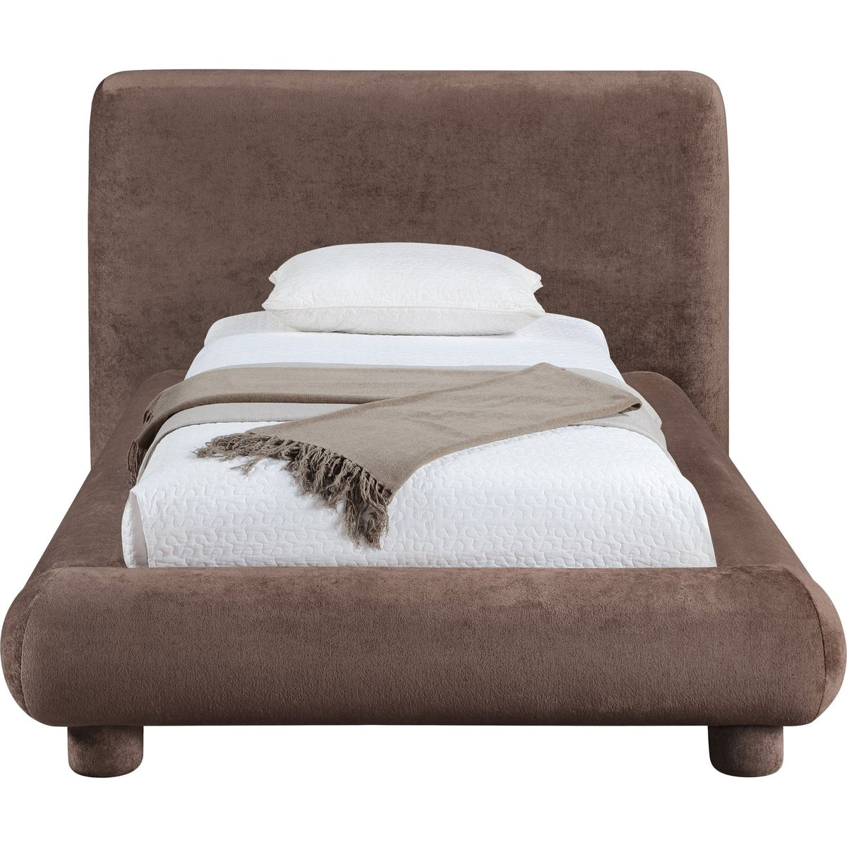 Blair Brown Chenille Fabric Upholstered Bed