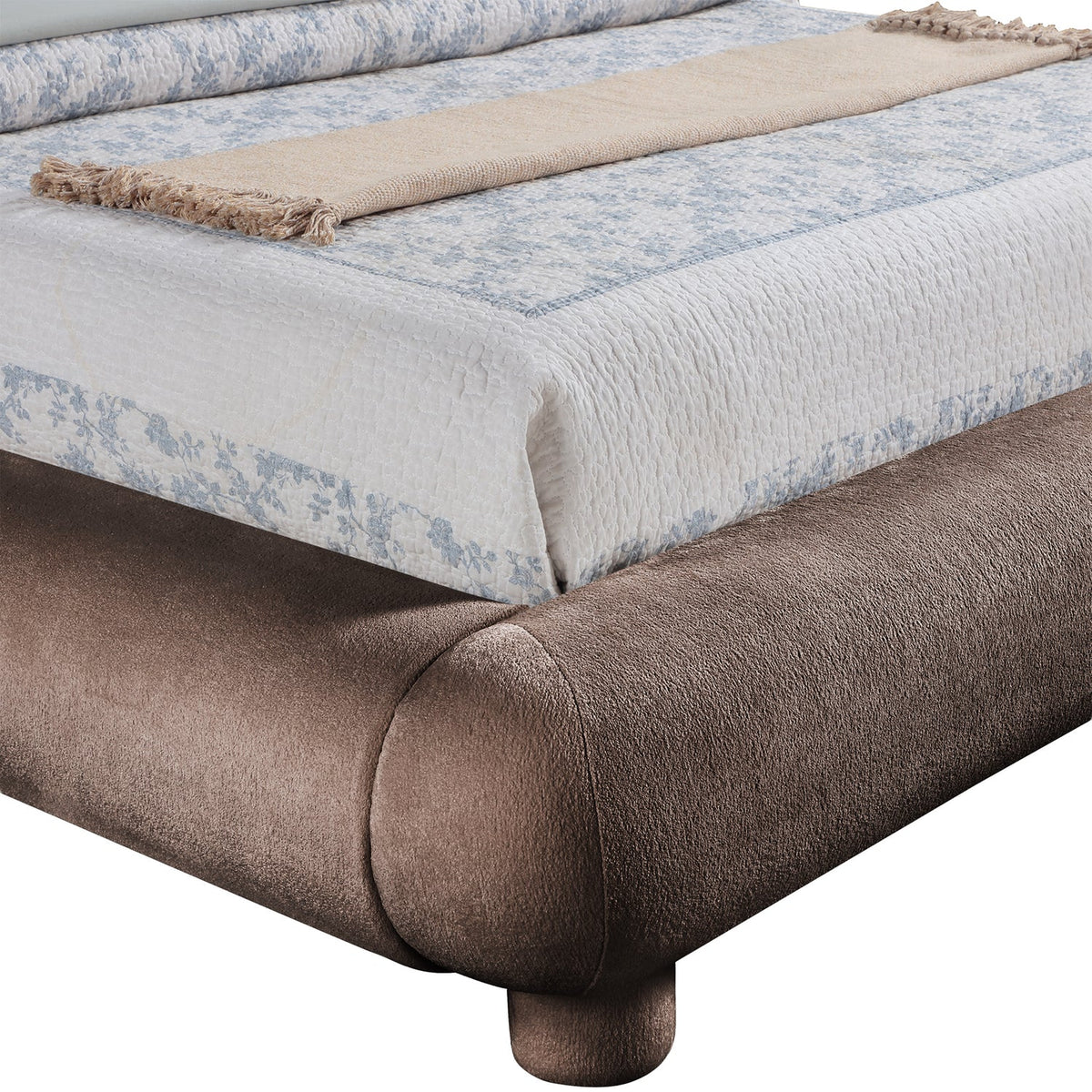 Blair Brown Chenille Fabric Upholstered Bed