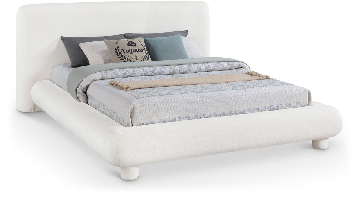 Blair Cream Chenille Fabric Upholstered Bed