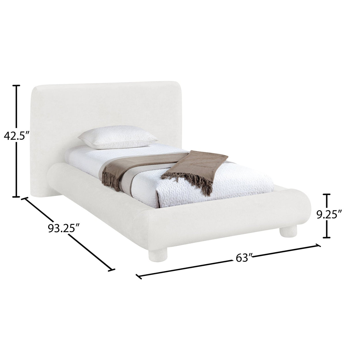 Blair Cream Chenille Fabric Upholstered Bed