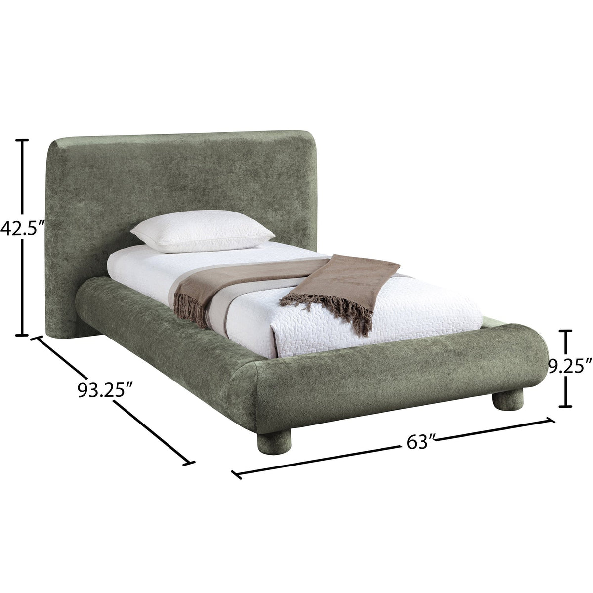 Blair Green Chenille Fabric Upholstered Bed