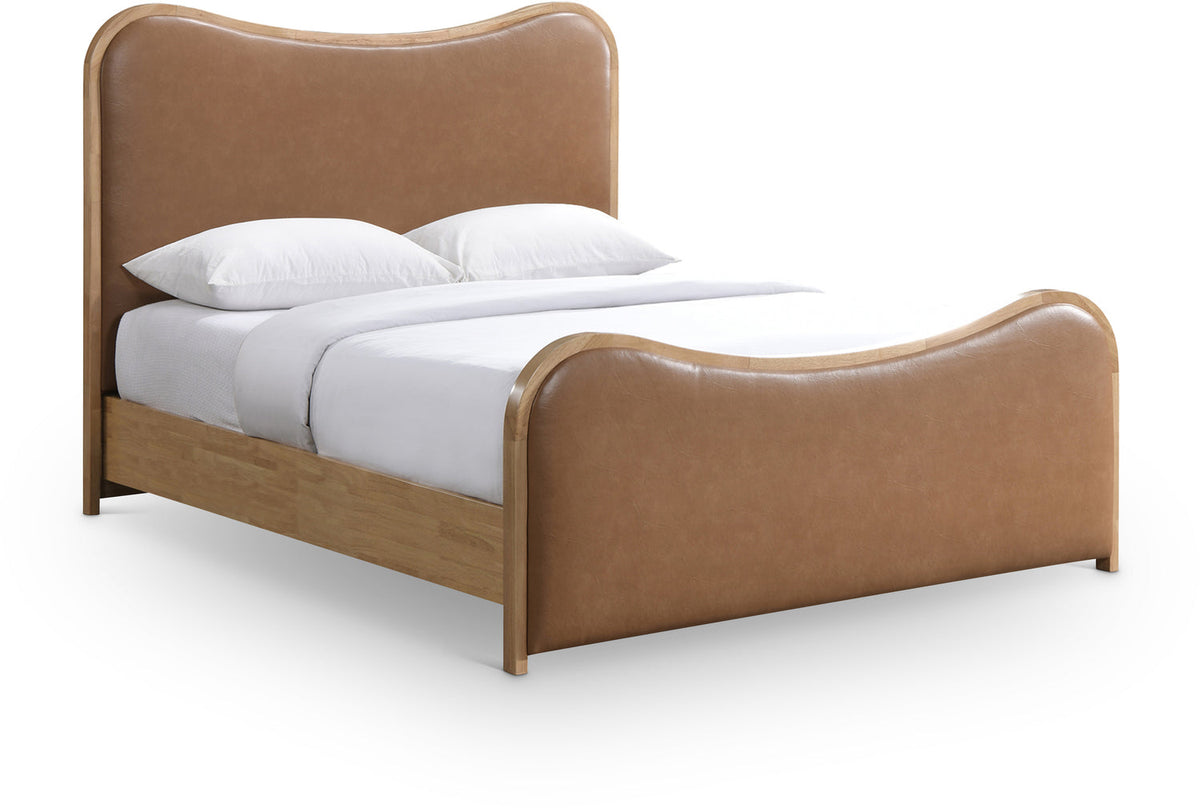 Arvada Cognac Vegan Leather Upholstered Bed