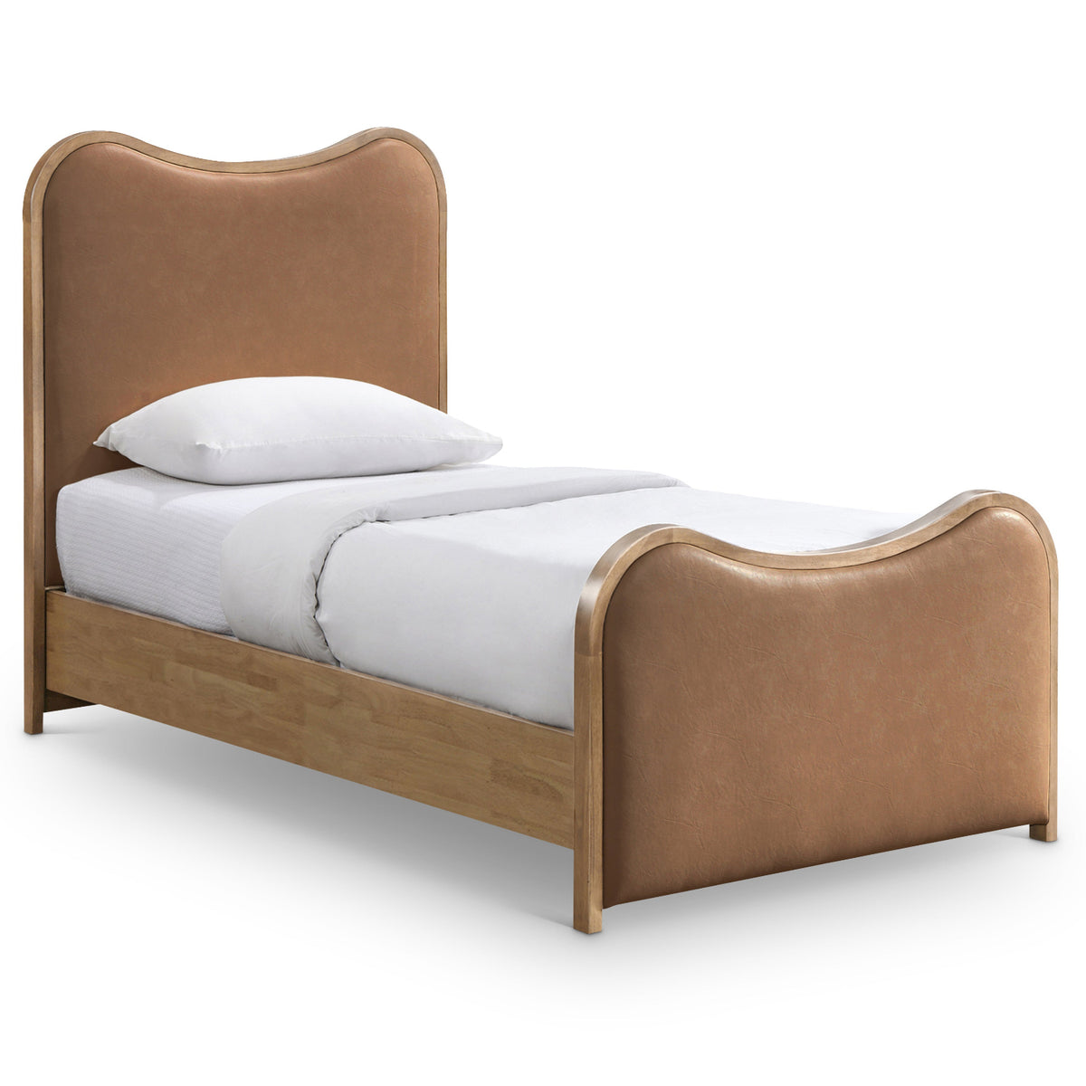 Arvada Cognac Vegan Leather Upholstered Bed in Cognac Vegan Leather, primary product view
