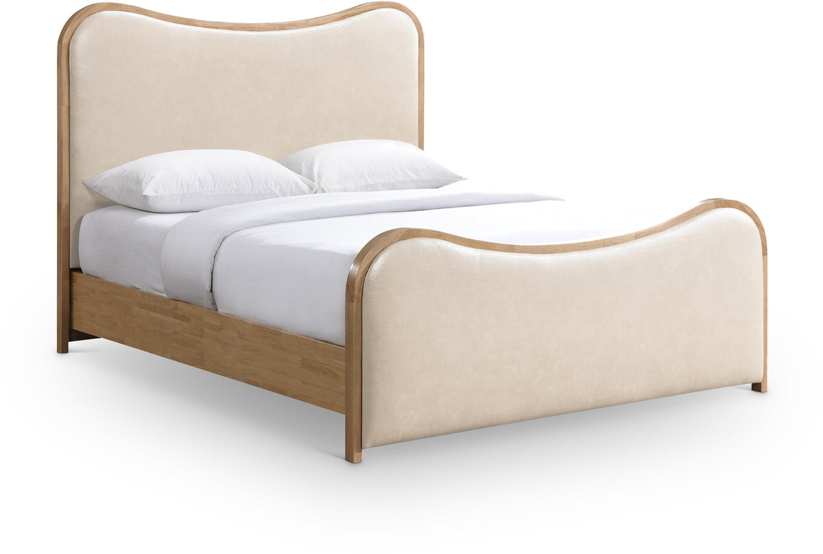Arvada Cream Vegan Leather Upholstered Bed